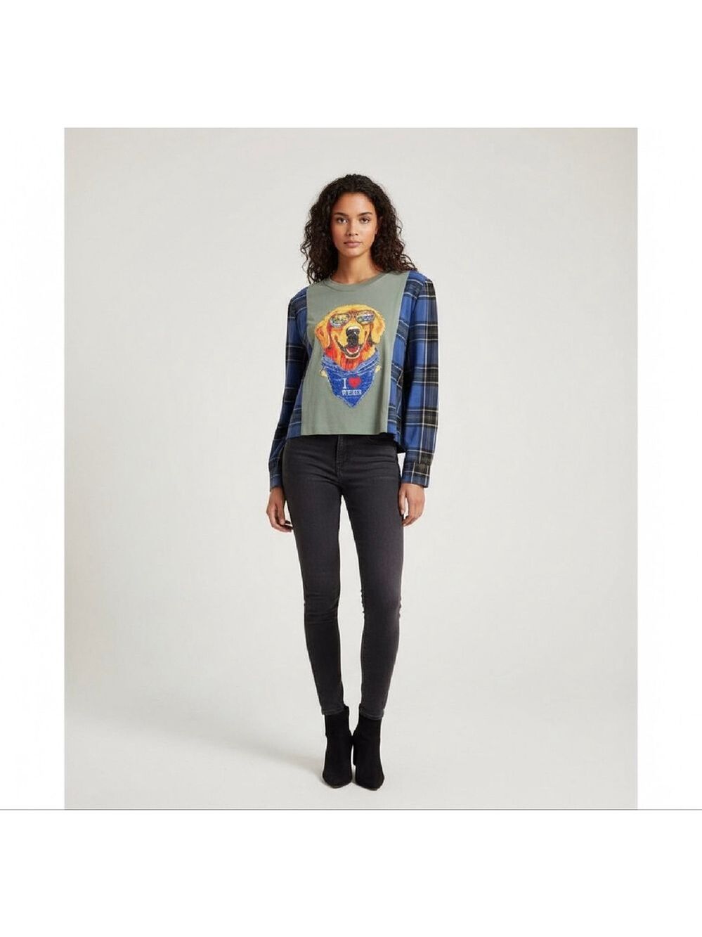 Upcycled California “I ❤️ Weed” Dog Long Sleeve Flannel